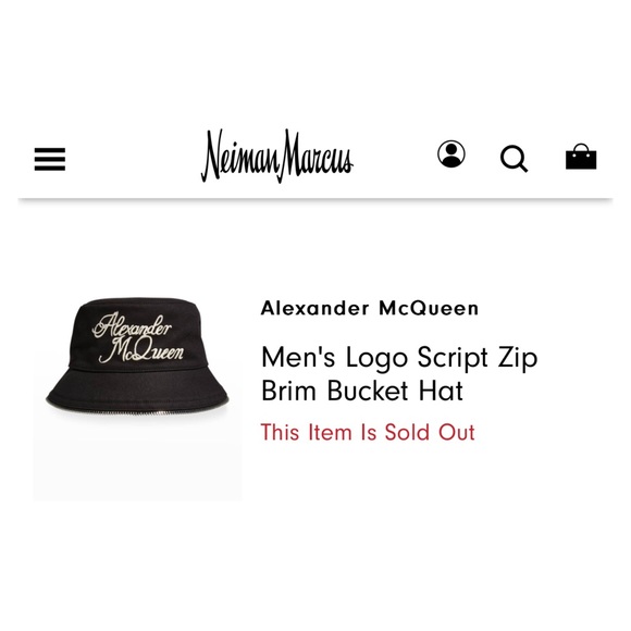 Alexander McQueen Men's Logo Script Zip Brim Bucket Hat - Picture 6 of 6